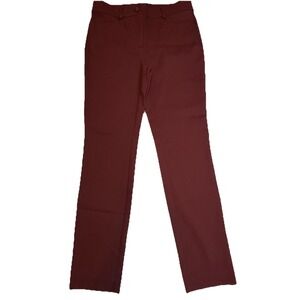 LOFT Burgundy Pants Womens Sz 4 Skinny Stretch Mid Rise Flat Front Crop Work #